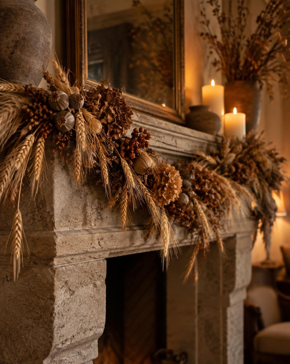 Dried Wheat & Seed Pod Garland