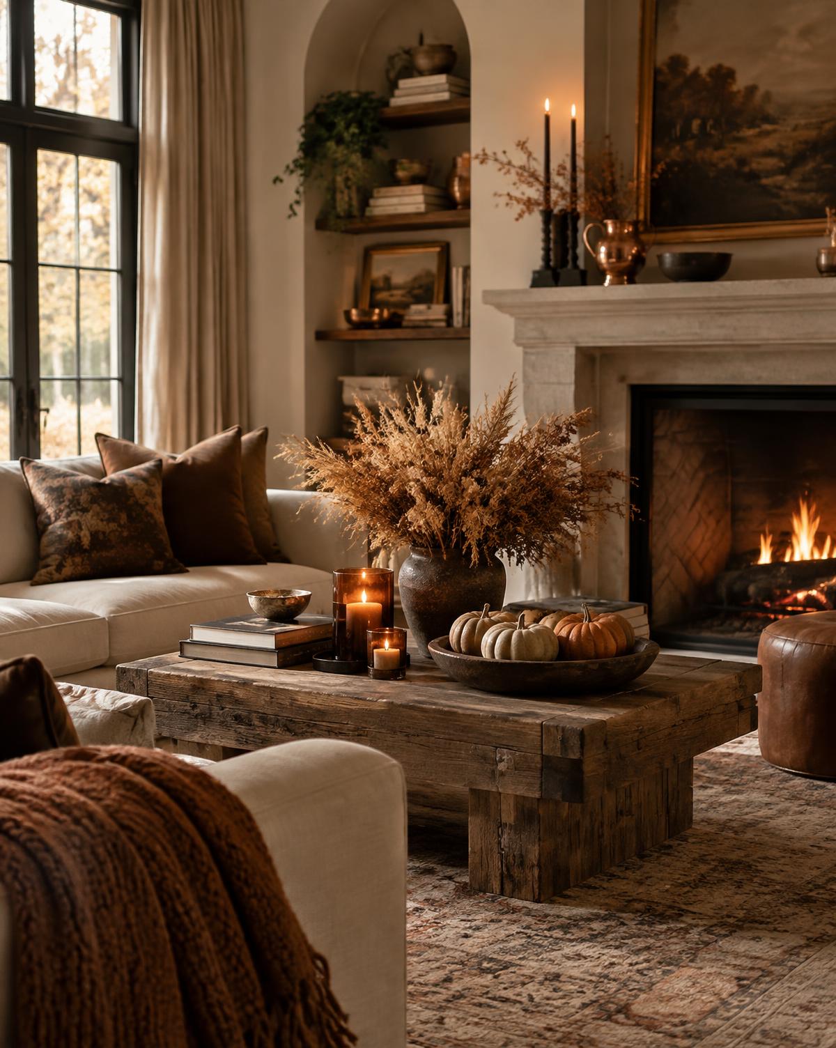 Autumn décor styled in a home